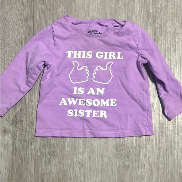 OshKosh B'gosh Purple Kids Shirt - Awesome Sister 6M - Picture 1 of 1